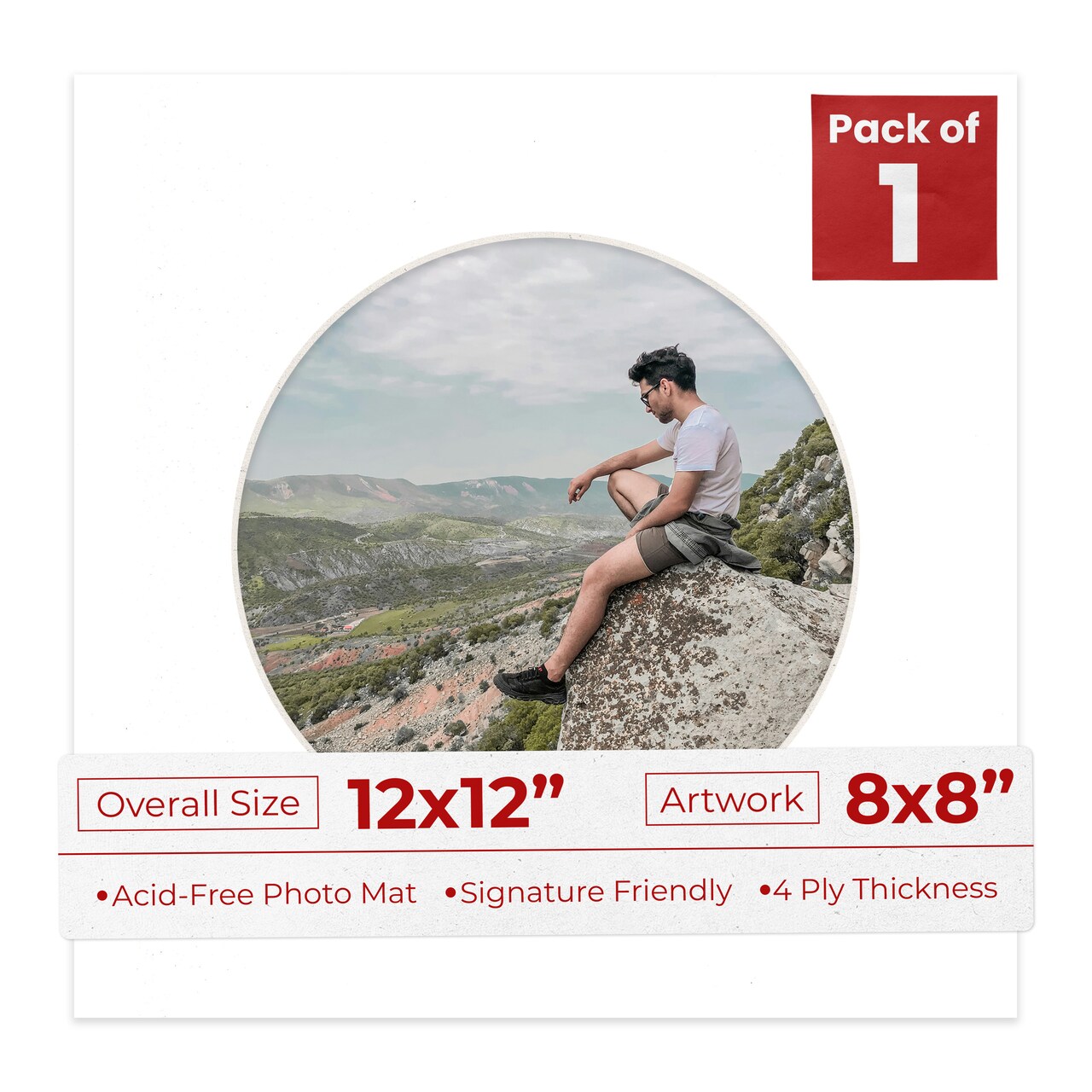 Golf Ball Texture Mat Board for 12x12 Frames - Circle Opening for 8x8 Photos